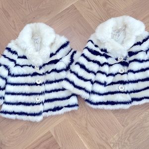 JUNO VALENTINE STRIPED FAUX FUR JACKET